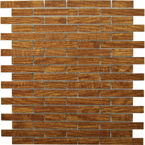 MOSAIQUE VERRE BARRETTE STYLE BOIS 1 PLAQUE 30,5 x 30,5 CM CASA LINEA