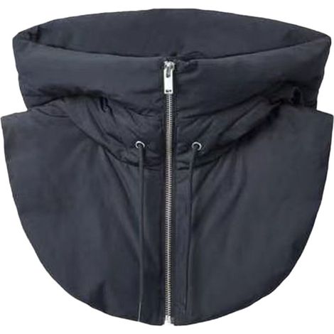 Faux col, capuche, cordon de serrage, fermeture éclair, braguette, duvet, faux col, couleur unie, garnissage en duvet, coton, usage extérieur, faux col - noir (1/5)