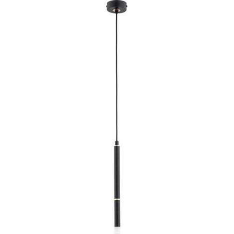 Alfa DESTO Modern Black Tube Pendant Light with Gold Accents, Metal Hanging Ceiling Lamp, 1x G9 Socket, Max 10W, 8cm x 85cm for Kitchen Dining Hallway
