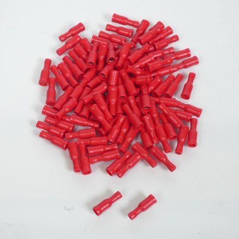 100 cosse fiche électrique ronde femelle Ø4mm isolant rouge (1/2)