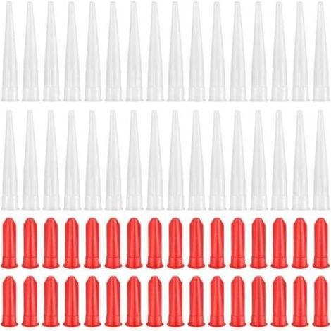 32 Set Embouts de Cartouche en Silicone, Buses de Calfeutrage, Applicateur Buse de Cartouche de Mastic de Rechange en Silicone, Outil d'Étanchéité avec Bouchons Rouges pour Scellage à Calfeut (1/5)