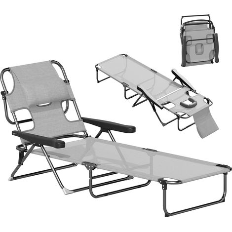 Sonnenliege Gartenliegen Relaxliege, klappbar, wetterbeständig, 194 cm x 72 cm x 89 cm, Schwarz + Dunkelgrau