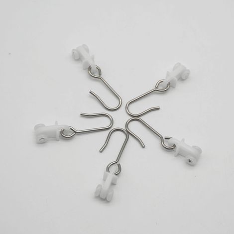 30-teiliges Set mit Zubehör für Gardinenschienenrollen, altmodische Rollenführungsschienen, S-Haken, geräuscharme Rollen + Haken (1/5)