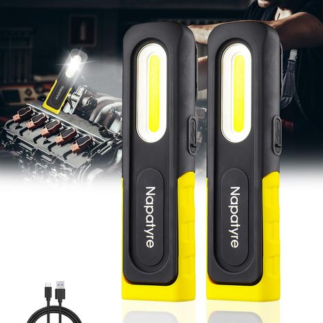 Lampe Torche LED Rechargeable, 2000mAh Lampe de Travail avec Base Magnétique à 180 Degrés, 3 Modes Lampe de Poche LED Ultra Puissante pour Camping/Randonnée/Urgence (1 Pièces)