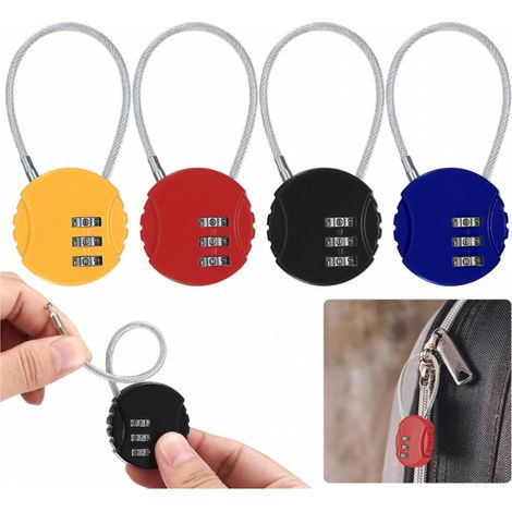 Câble antivol à combinaison à 4 chiffres, petit, réinitialisable, pour sacs et casiers (1/5)