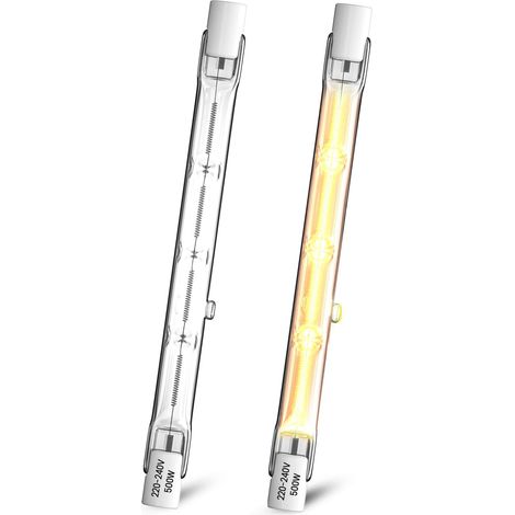 500W R7s Ampoule Halogène 118mm, Ampoule Halogène Crayon Dimmable Blanc Chaud 2800K, J118 Ampoule Projecteur Linéaire à Double Extrémité (Lot de 2)