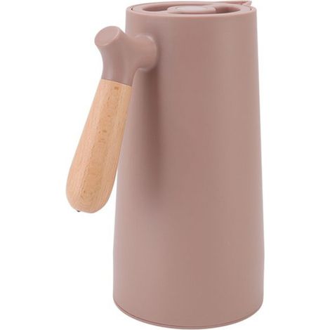 Carafe à café simple et élégante, portable, grande capacité, 1 L, poignée en bois de hêtre, cafetière isotherme 12 h, marron (1/4)