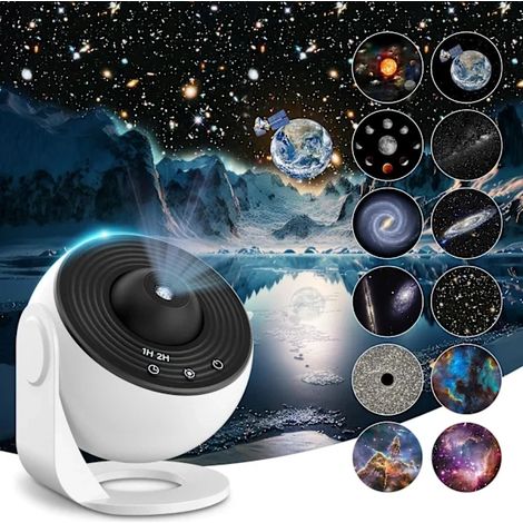 Projecteur d'étoiles de planétarium avec 12 scènes, veilleuse galaxie rotative à 360° pour chambre, fête et mariage, alimentation USB (1/5)