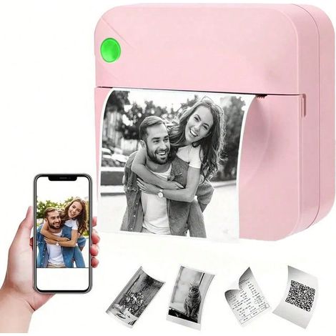 Imprimante de poche thermique sans fil, multifonctionnelle, mini et portable (modèle C17) - Inclut 1 rouleau de papier thermique, imprime des photos, étiquettes et listes (1/5)