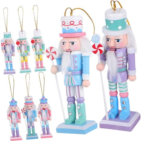2 Ensembles Set de Décorations Casse-Noisette Bois pour Noël Figurines Soldat à Suspendre Poser Ornements Artisanaux pour Sapin et Fêtes de Fin Année (1/5)