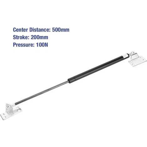 Amortisseur à gaz hydraulique pour couvercle, 500mm entre axes, 200mm course, 100N (tête carrée) (1/5)