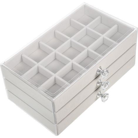 45grille Plateau de Rangement Bijoux Boîte Compartiments Transparent Organisateur Bijoux pour Bureau (1/5)