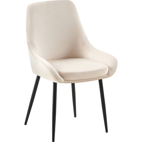 Esszimmerstuhl Elmira Samt creme Metall matt schwarz
