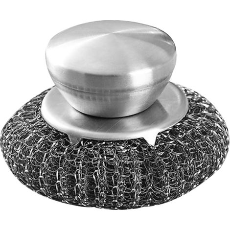 Brosse à récurer en inox avec poignée ergonomique, brosse efficace pour le nettoyage des poêles et l'entretien du barbecue (1/5)