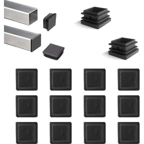 12 pièces Tube Carré Bouchon en Plastique noir Embout de Clôture Poteau Couvercle de tuyau Tube Chaise Glide(40  40mmmm) (1/5)
