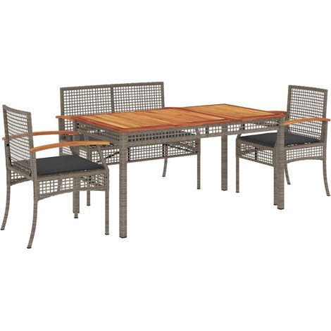 Maison Exclusive - Set da Pranzo da Giardino 4 pz con Cuscini in Polyrattan Grigio (1/5)