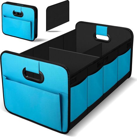 1 Organisateur de Coffre Pliable, Polyester Oxford Imperméable, 3 Compartiments Renforcés, 10 Poches, SUV Berline Camping-Car (1/5)