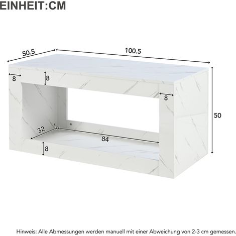 WF323710WAA)Moderner LED-Couchtisch, Couchtisch für Wohnzimmer, Sofatisch, Wohnzimmertisch,Hochglanz-Couchtisch mit Fernbedienung, großer Couchtisch mit Marmordruck (weiß) (1/5)