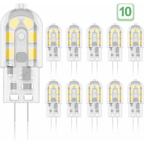 G4 3W LED-Lampe, entspricht Halogen, warmweiß 3000K, 200lm, 12 SMD, 12V AC/DC – 10er-Packung