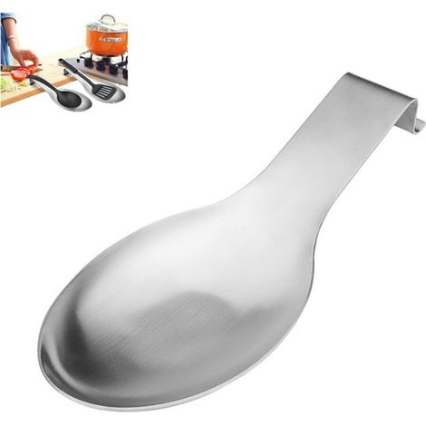 Porte-cuillère/porte-boîte en acier inoxydable - Porte-cuillère pour poêles chaudes - Argenté - Porte-cuillère en acier inoxydable - Porte-spatule et porte-cuillère pour poêles - Repose-cuillère en ac (1/5)