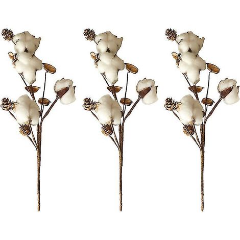 3 bouquets de coton réalistes