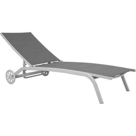 Lettino Prendisole da Giardino con Ruote in Alluminio Vorghini Sandy Grigio