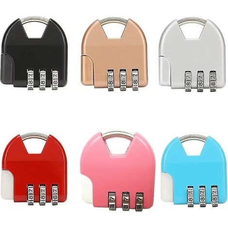 Filiyano-Lot de 6 cadenas à combinaison, cadenas pour valise, cadenas à code, cadenas en métal, 6 couleurs, code réinitialisable (1/5)
