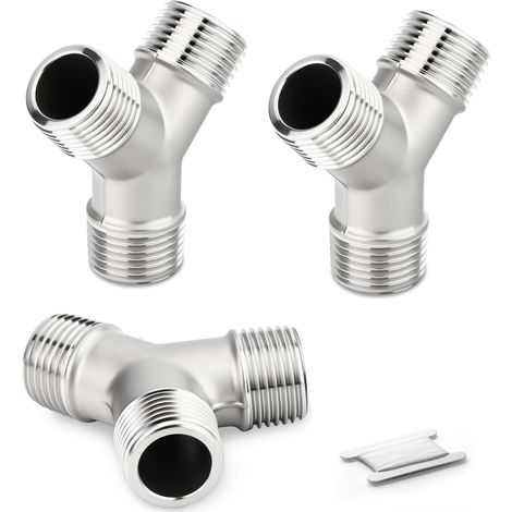 3 Pièces Raccord Y 1/2" BSP Mâle, 304 Acier Inox 3 Voies (1/5)