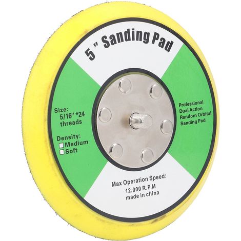 PU-Stützteller mit Klettverschluss für Druckluftschleifer/Poliermaschine, 5-Zoll-Pad, 5/16x24-Gewinde, 12000 U/min, ideal zum Schleifen und Polieren (1/5)