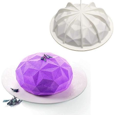 Moule à gâteau rond en silicone en forme de diamant avec spatule pour mousse au chocolat (1/5)