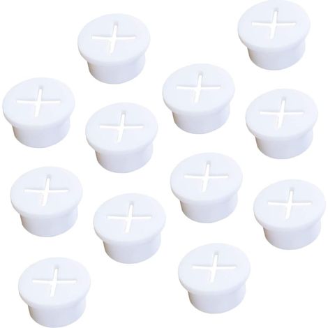 Cache-trou de Câble Blanc en Caoutchouc 12 Pcs pour Meuble Organisateur de Câbles de Bureau, Protection Anti-poussière, Usage Maison et Bureau (1/5)