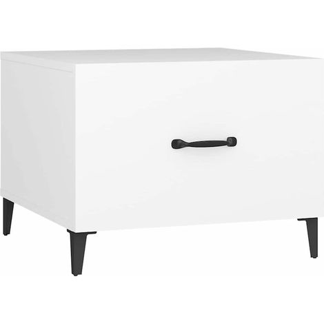 Maison Exclusive - Couchtisch mit Metallbeinen Weiß 50x50x40 cm (1/5)