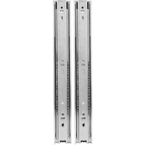 2 Pièces Coulisse de Tiroir 12 Pouces à 3 Sections Roulement à Billes Flexible pour Rail Coulissant Blanc (1/5)