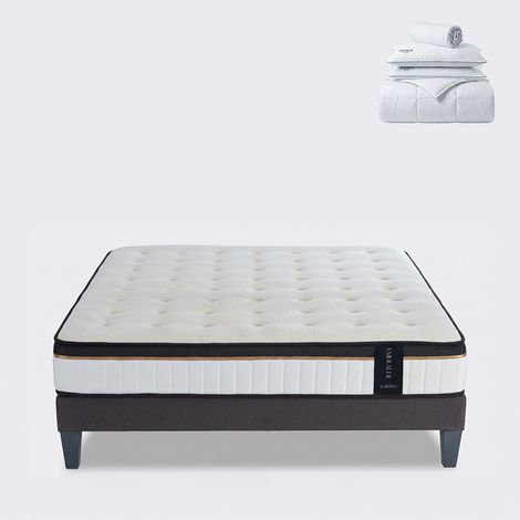 Ensemble Emeraude 180x200 cm + sommier + accessoires - Mousse mémoire - Ép. 24 cm (1/5)
