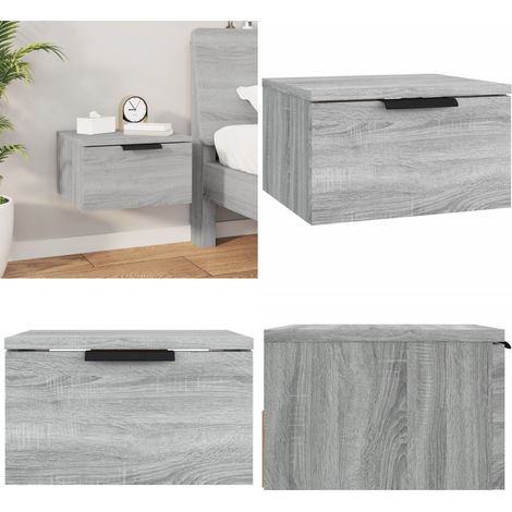 Wand-Nachttisch Grau Sonoma 34x30x20 cm - Wand-Nachttisch - Nachttisch Grau - Wohnzimmer Dekoration - Holzwerkstoff Möbel - Regal Wandhängend - Home & Living (1/5)