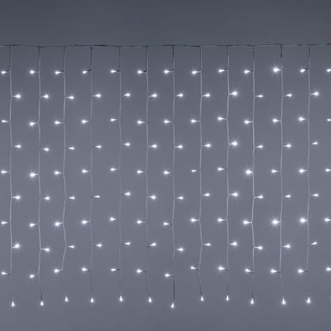 Stringa tenda pioggia a cascata 200 luci di Natale a led bianco ghiaccio con flash freddo 3x1 mt intermittenza per esterno Bianco Ghiaccio 3x1 metri - 200 Maxiled (1/5)