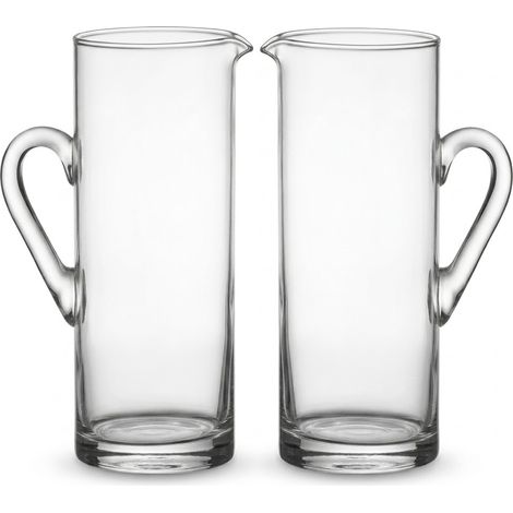 Set 2 Caraffa 1.8 Litri in Vetro con Manico elegante e capiente Brocca da Tavola Moderna Trasparente Lineare design Cilindrica contenitore per Acqua Succhi e Vino Diametro 10 cm Altezza 26 cm (1/5)