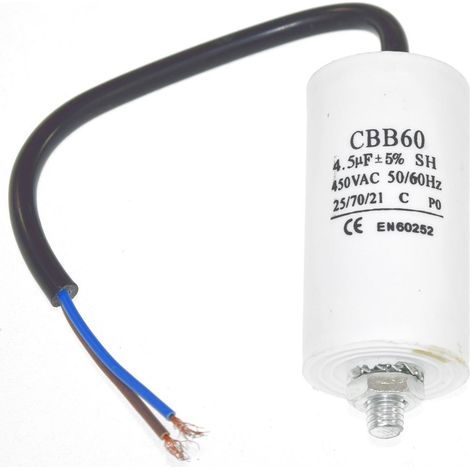 Universal 4.5UF Capacitor with 20cm Cable Connectors