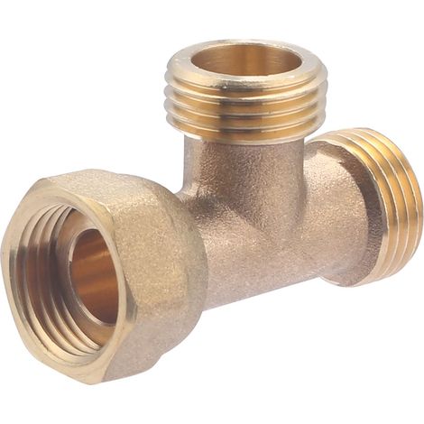 Noyon & Thiebault – Té mâle - mâle - femelle écrou libre laiton à visser 1/2 – Raccord pour circuits d'eau potable et chauffage – Résiste jusqu'à 10 bar
