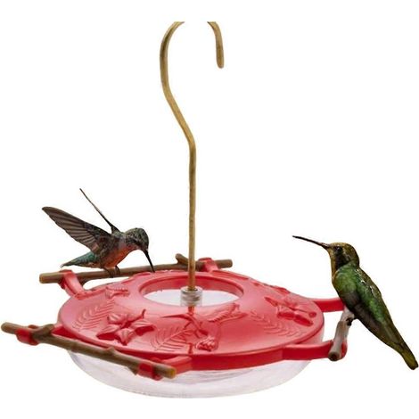 Mangeoire à colibris d'extérieur avec 4 ports de suspension pour arbre ou jardin, crochet et brosse inclus. (1/5)