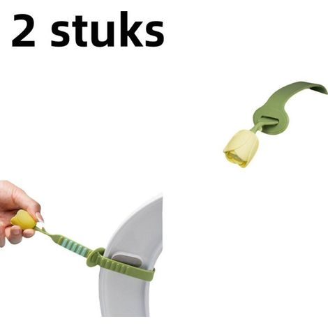Ouvre-abattant de toilette vert long en 2 parties - Accessoire de toilette portable sans mains sales - Convient aux abattants de ... (1/5)