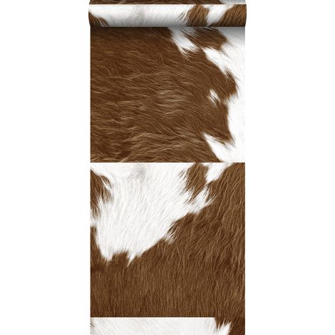 papier peint intissé XXL imitation peau de vache marron et blanc - Origin Wallcoverings (1/5)