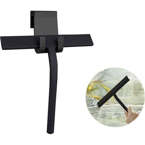 Silicone Shower Squeegee, Bathroom Squeegee for Kitchen, Mirror, Window, Car Glass Cleaning (Black)