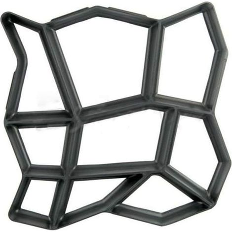 Moule à pavés irréguliers en béton (43 x 43 cm) pour allées, moule à pavés en plastique pour entrées de garage, terrasses, chemins de jardin, pavés (1/5)