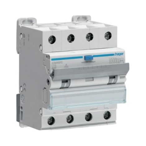 Disjoncteur différentiel 10A 4P 6kA Courbe C 30mA type A 4 modules - HAGADM460C