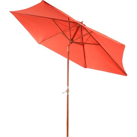 Parasol en bois de jardin 3m stable inclinable manivelle terracotta 040003807