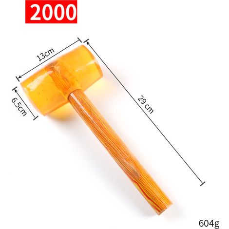 Marteau en caoutchouc transparent, manche en bois monté, maillet pour pose de carrelage et meubles, type 2000, 6,5 cm