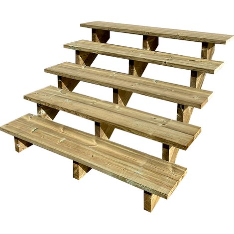 Außentreppe Holz H88cm 5 Stufen, Breite 120cm, OHNE Setzstufen