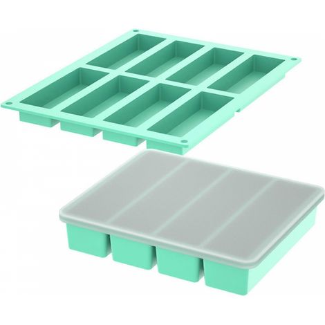 Moules à glaçons (bleu ciel) en silicone, bac à glaçons rectangulaire, moules à glaçons tendance, compatibles avec la cuisine. (1/5)