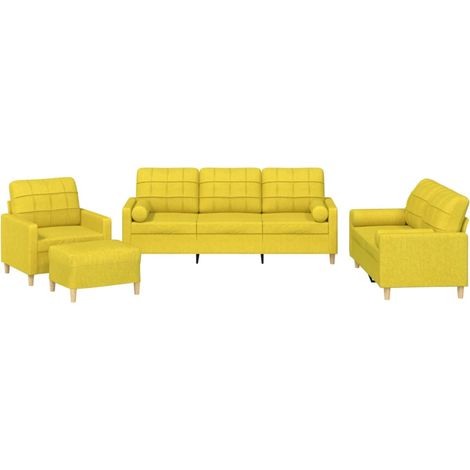 Maison Exclusive - Set di Divani 4 pz con Cuscini Giallo Chiaro in Tessuto
